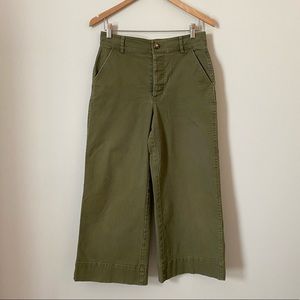 Madewell Wide Leg Cropped Pants size 28 Olive Green